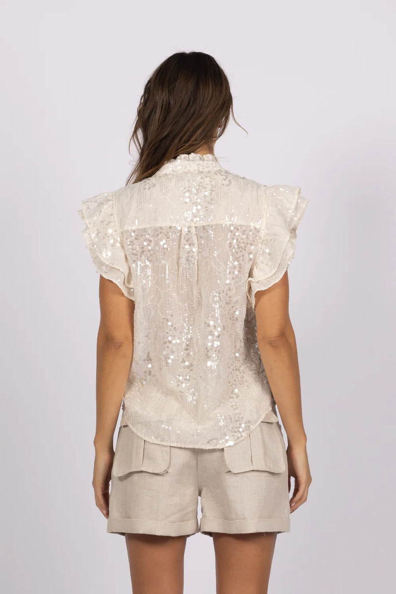 Joey the Label - Sequin Me Blouse Sand White