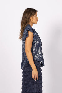 Joey the Label - Sequin Me Blouse Indigo Blue