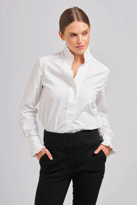 Shirty The Francesca Classic Oxford Frill Collar & Cuff Shirt White