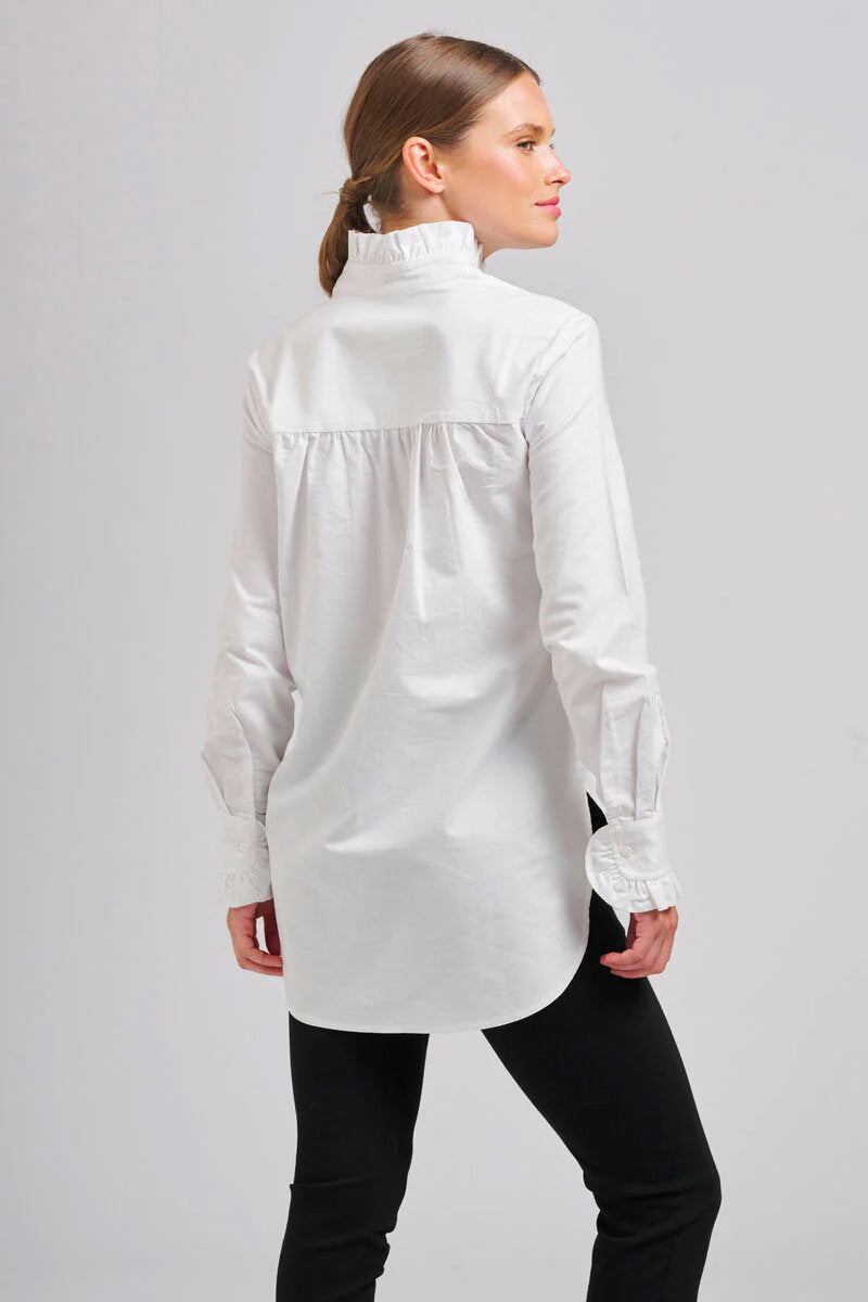 Shirty The Francesca Classic Oxford Frill Collar & Cuff Shirt White